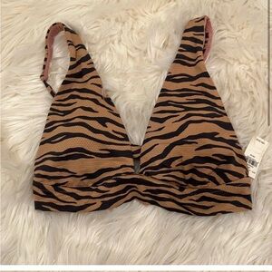 NWT Aerie Pique Animal Print Triangle Bikini Top